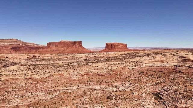 Hills, mesas and buttes of Utah, near Moab. Typical landscapes of south western USA. Aerial view