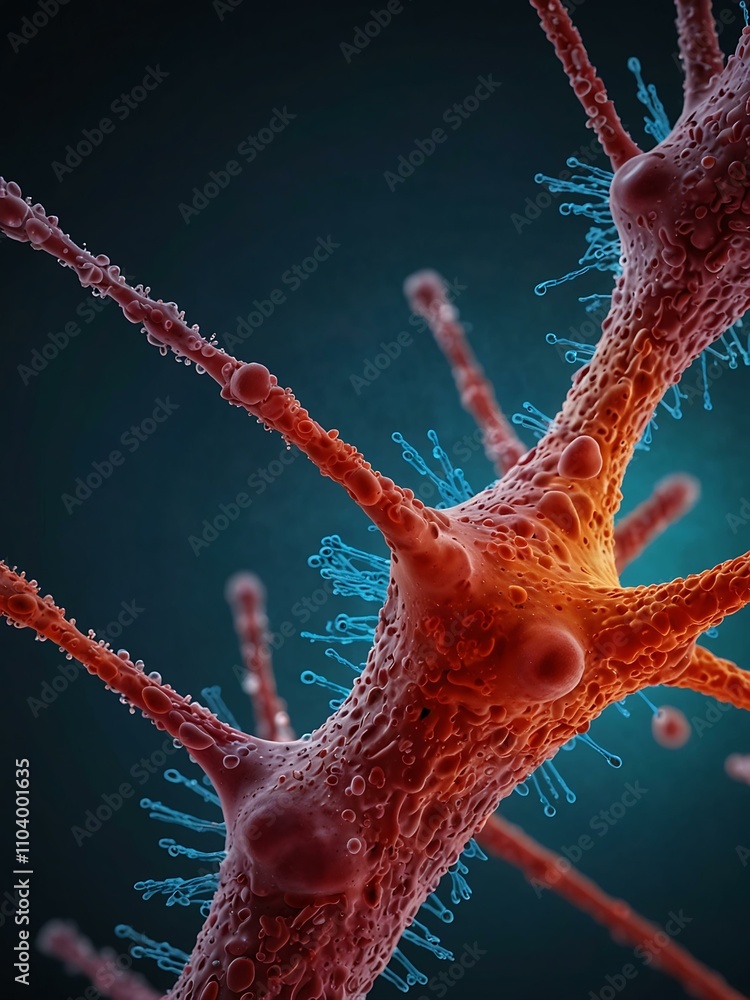 Poster 3d rendering of a human cell under a microscope.