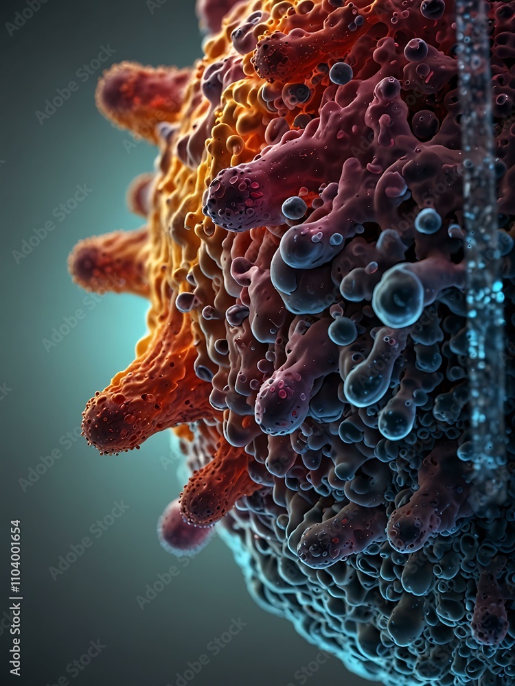 Poster 3d rendering of a human cell under a microscope.