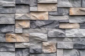 A Beautifully Textured Stone Wall Composition in Grayscale Tones for Architectural Design