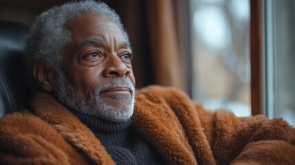 Elderly individual using smart home technology for ease of daily living