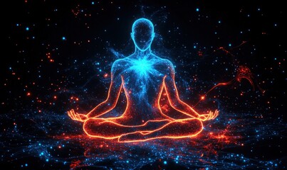 Meditative Energy Flow in Vibrant Digital Illustration