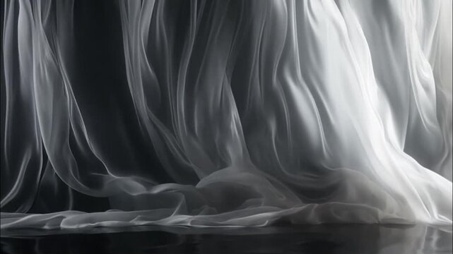 White floating silk curtain