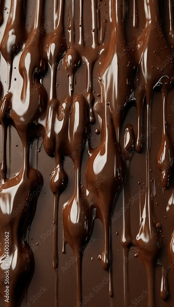 Poster 3d triangular drizzle of chocolate dripping in a rich color.