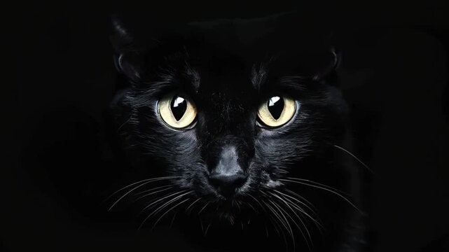 Cute black cat with big eyes