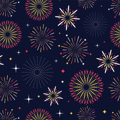 Abstract fireworks pattern background with various design for new year celebration