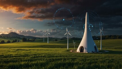 5G connection in a smart countryside setting.