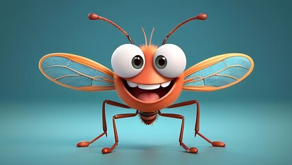 Fototapeta premium Adorable 3d rendered cute happy smiling and joyful insect mosquito cartoon character 