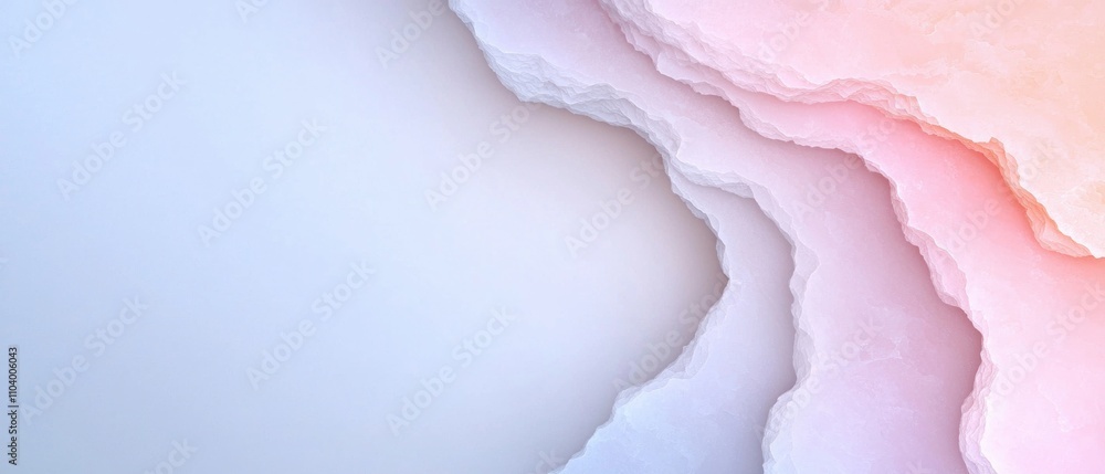Poster n abstract background with a light blue and pink color scheme. on the right side of the image, there