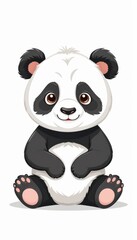Cute Panda Cartoon Illustration Sitting on a White Background With Adorable Features and Expression. Generative AI