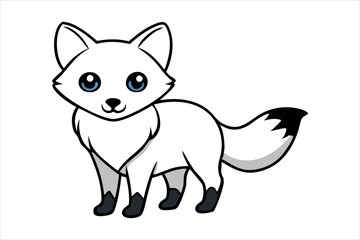 A cute baby arctic fox on white background