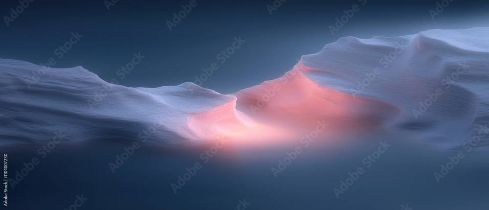 Poster  digital art piece that appears to be a 3D rendering of a mountain peak. The peak is made up of two large, jagged peaks that are covered in a layer of white snow.