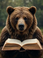 Fototapeta premium A bear reading a book.