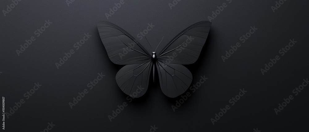 Poster black and white photograph of a butterfly. the butterfly is in the center of the image, with its win