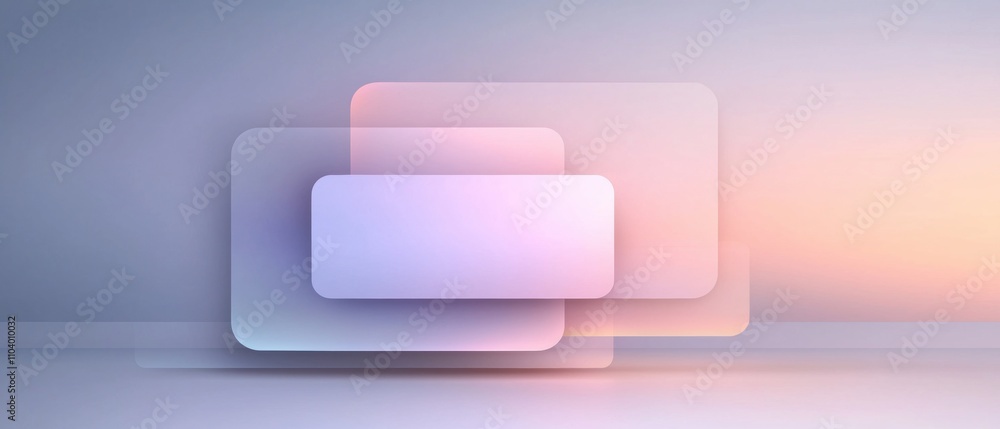 Poster n abstract digital art piece with a gradient background. it has a light blue and pink color scheme. 