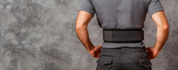 A back brace being worn by a worker, offering support and promoting proper posture