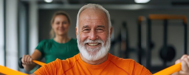 A physical therapist using resistance bands to guide a patient through exercises targeting back strength