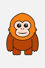 Cute Orangutan on white background
