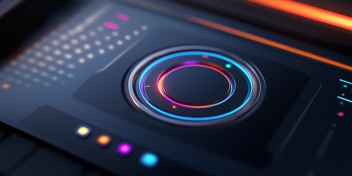 Futuristic glowing interface with neon lights