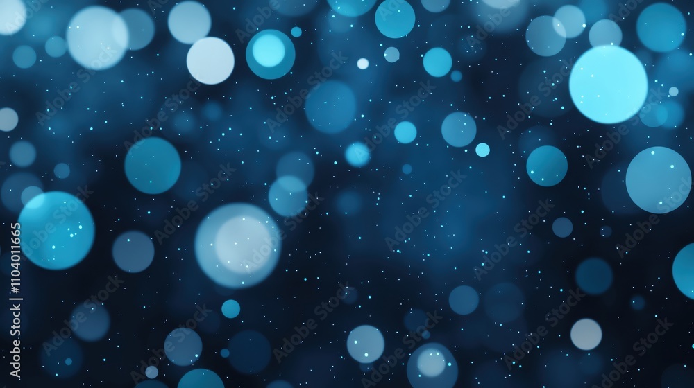 Poster abstract blue bokeh background with soft lights creating a dreamy atmosphere.