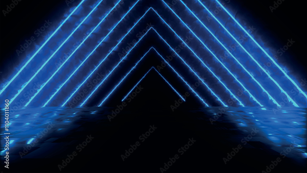 Aufkleber abstract colorful background with bright neon beams and glowing lines reflecting on the floor. clean