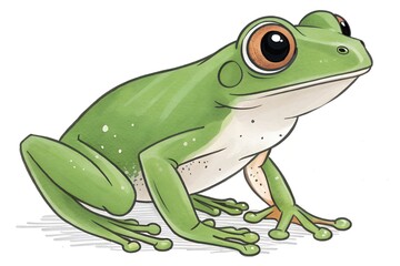 green tree frog on white