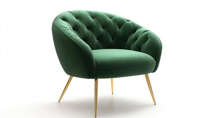 Elegant Green Velvet Button Tufted Accent Chair