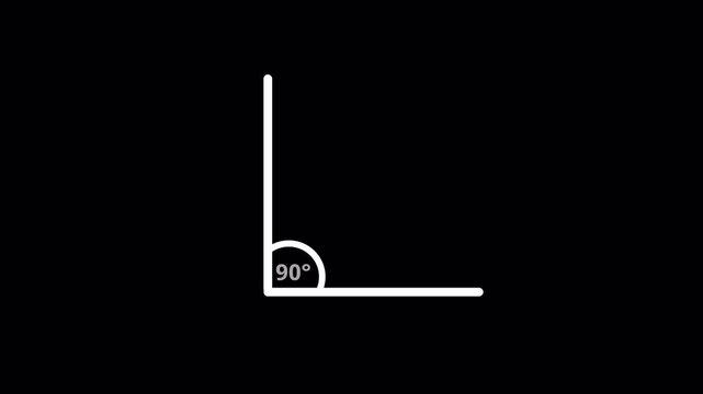 90&deg; degree Angle, Acute Angle Symbol for Math and Measurement and math isolated icon animation.