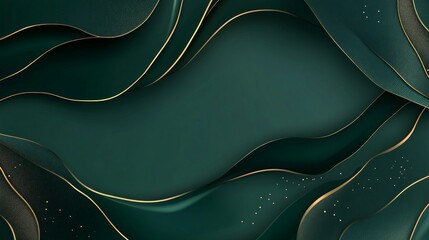 Emerald Green and Gold Abstract Background Design