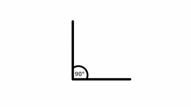 90&deg; degree Angle, Acute Angle Symbol for Math and Measurement and math isolated icon animation.