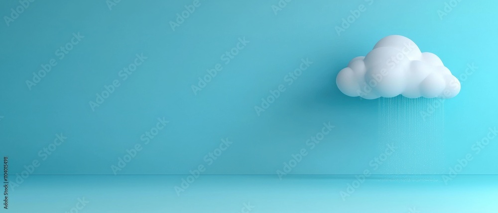 Poster 3d rendering of a white cloud on a light blue background. the cloud is in the center of the image an