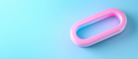 Obraz premium 3D rendering of a pink oval-shaped object on a light blue background. The object appears to be made of a smooth, glossy material and has a smooth surface.