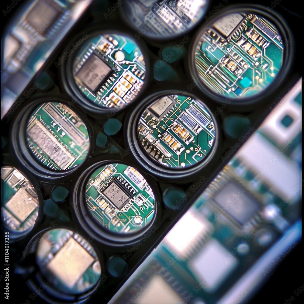 Poster detailed exploration microchips reveals intricate circuits highlight precision and complexity modern