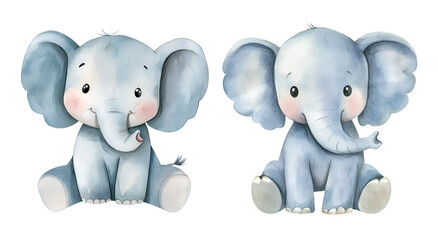 Naklejka premium Elephant, watercolor clipart illustration with isolated background.