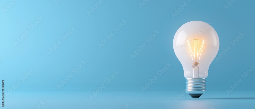 Aufkleber 3d rendering of a light bulb on a blue background. the light bulb is in the center of the image and 