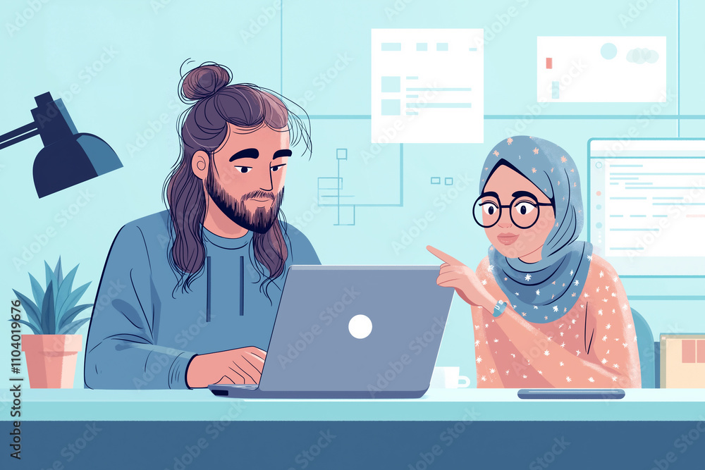 Aufkleber teamwork in a modern office setting with diverse colleagues collaborating. generative ai