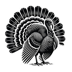 Turkey Silhouette with Spread Feathers