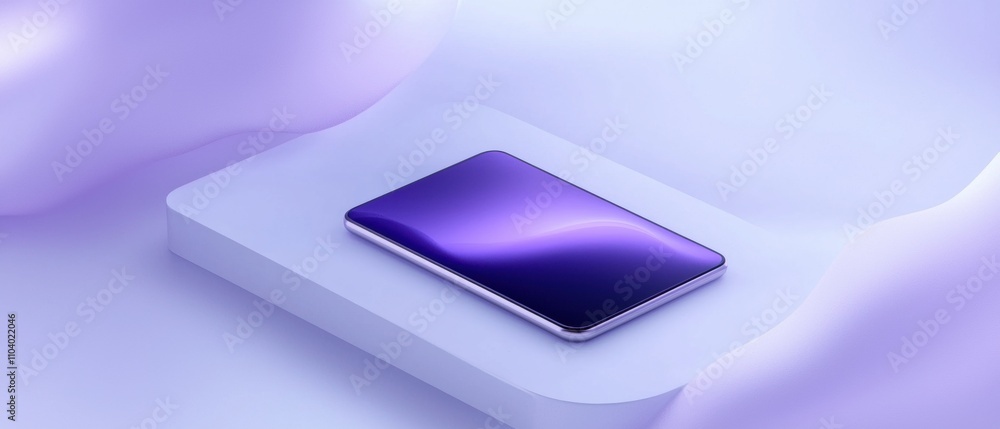 Poster 3d rendering of a smartphone on a white surface. the smartphone is placed in the center of the image