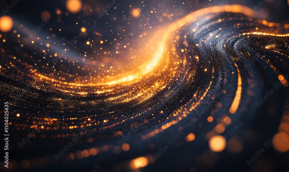 Wall mural golden abstract sparkling wave background