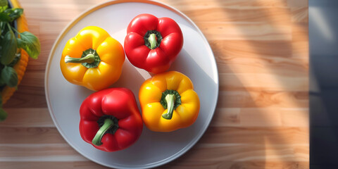 sweet bell pepper in a plate Generative AI