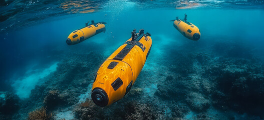 Underwater Drones Exploring Ocean Floor for Marine Ecosystem and Geological Data Collection