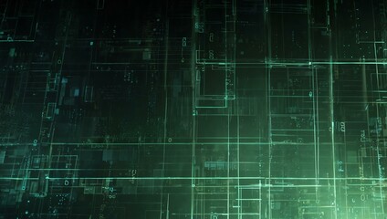 A futuristic light green background with digital grid patterns.