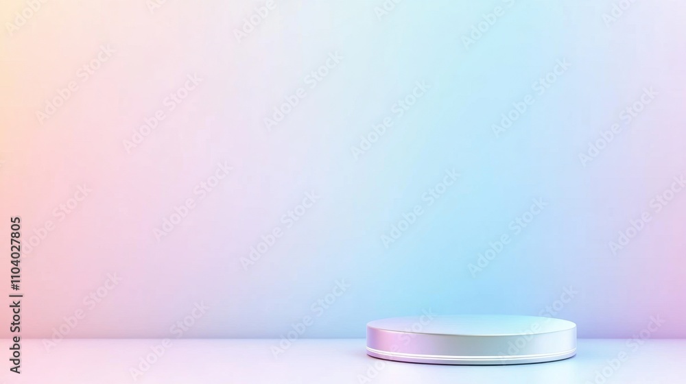 Poster a minimalist display featuring a circular pedestal against a softly gradient-colored background.