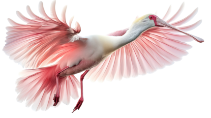 Spoonbill bird isolated on white background