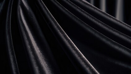 Fototapeta premium Velvet fabric details. Dramatic black fabric texture