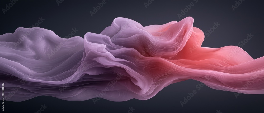 Poster abstract digital art piece that appears to be made up of wavy lines in different shades of pink and 