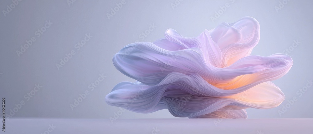 Poster abstract digital art piece that appears to be a 3d rendering of a flower. the flower is made up of m
