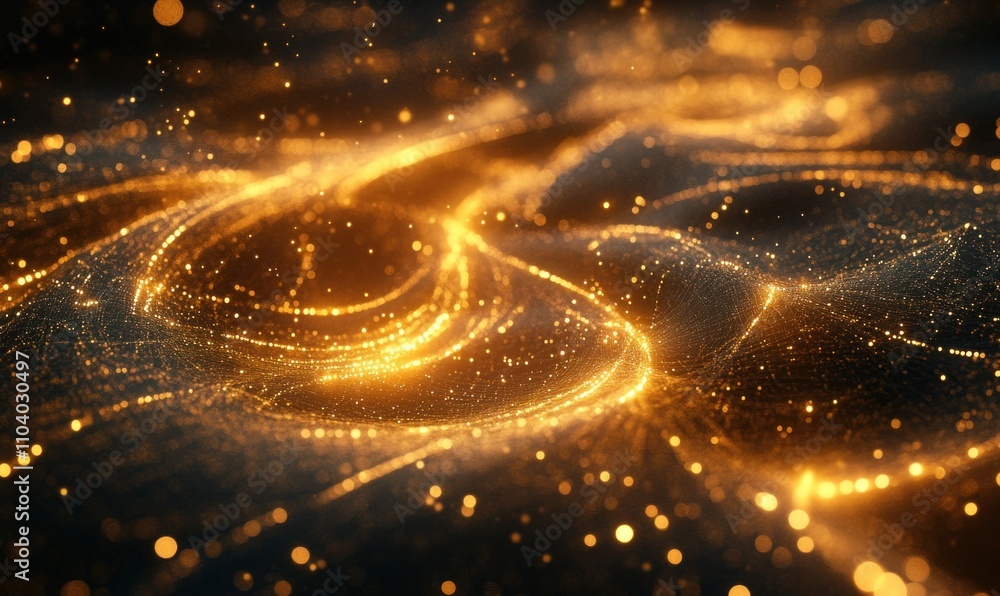 Canvas Prints glowing golden abstract wave of particles