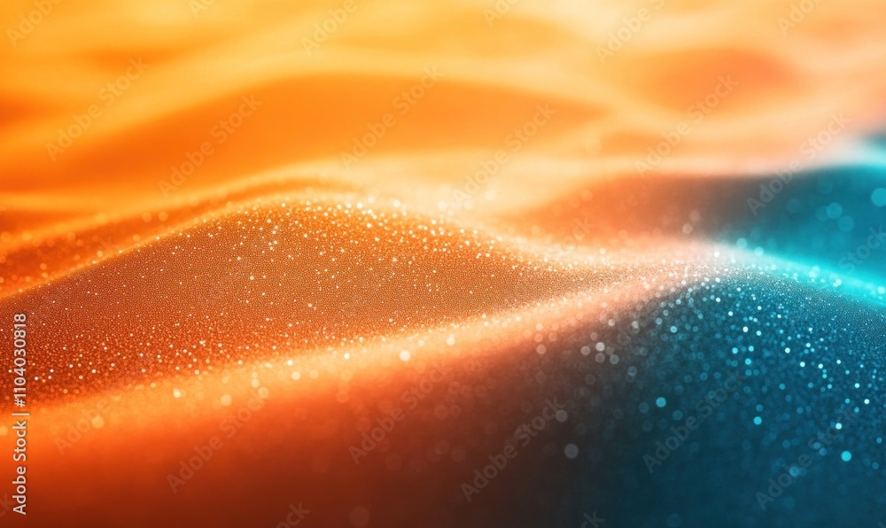 Wall mural abstract glowing wavy surface with sparkling particles