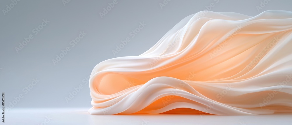 Poster 3d rendering of a wave-like object that appears to be made of a smooth, flowing fabric. the fabric i